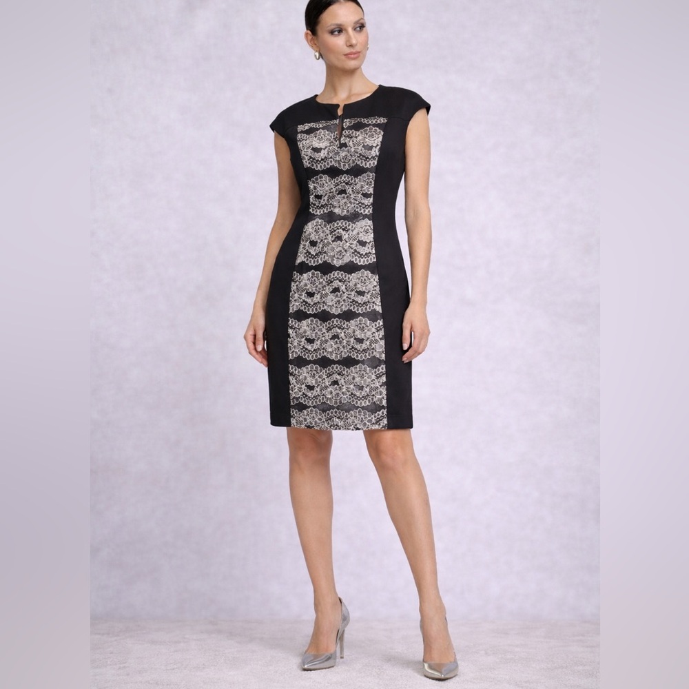 🛑 6/$25 Connected Apparel Black laced dress size large
